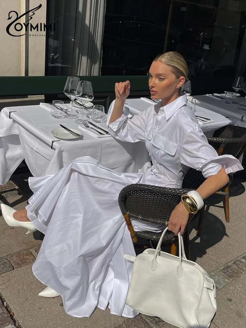 White Pleated Lapel Dress