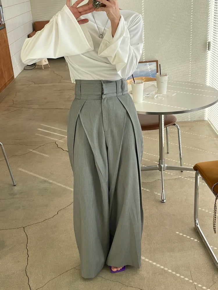 Loose Patchwork Pleated Trousers