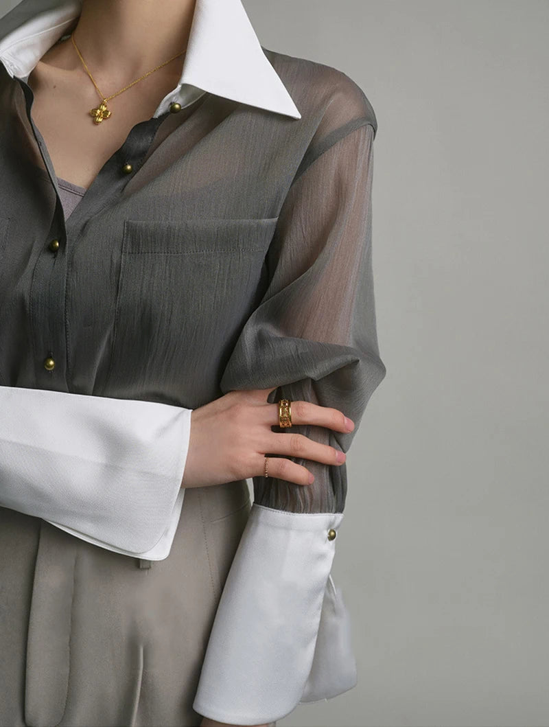 Sheer Patchwork Blouse