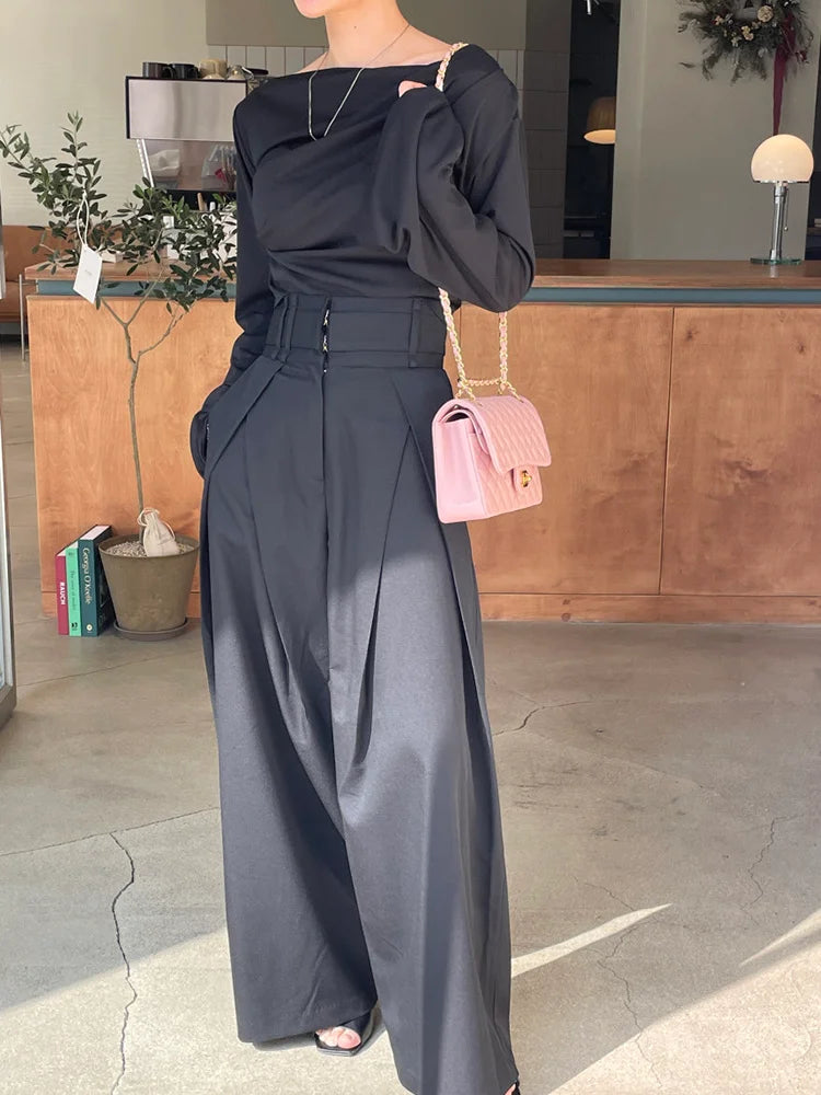 Loose Patchwork Pleated Trousers