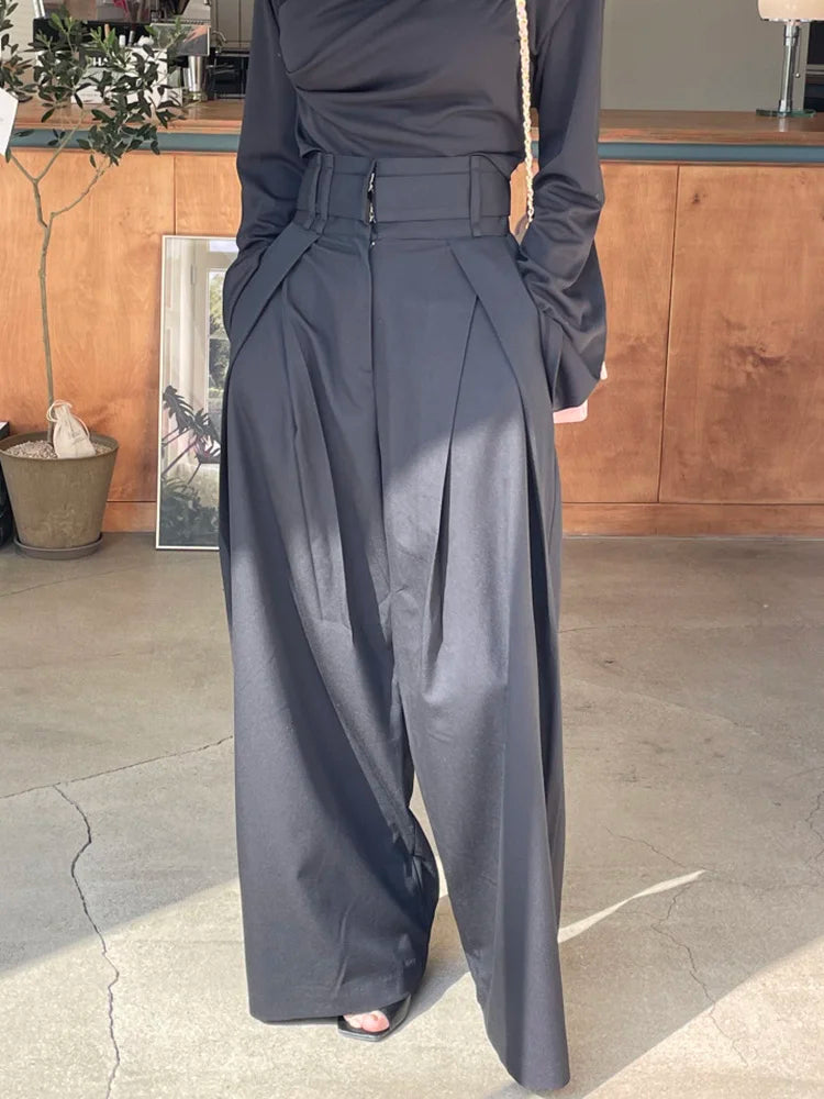Loose Patchwork Pleated Trousers