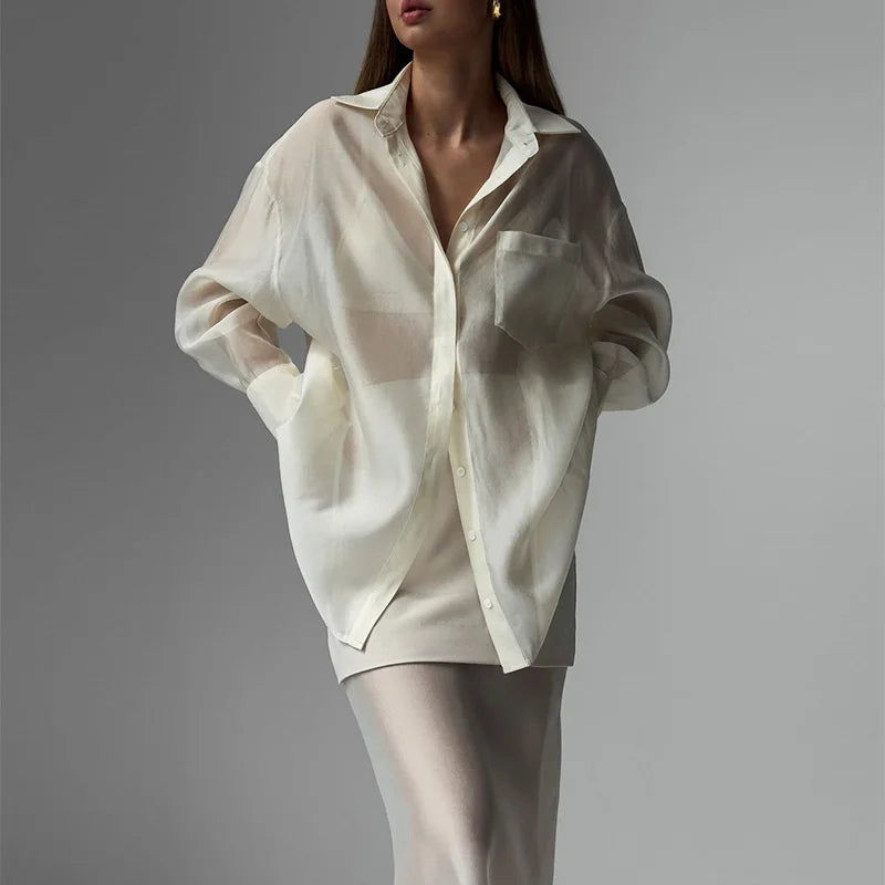 White Skirts Set  Long Sleeve Blouses