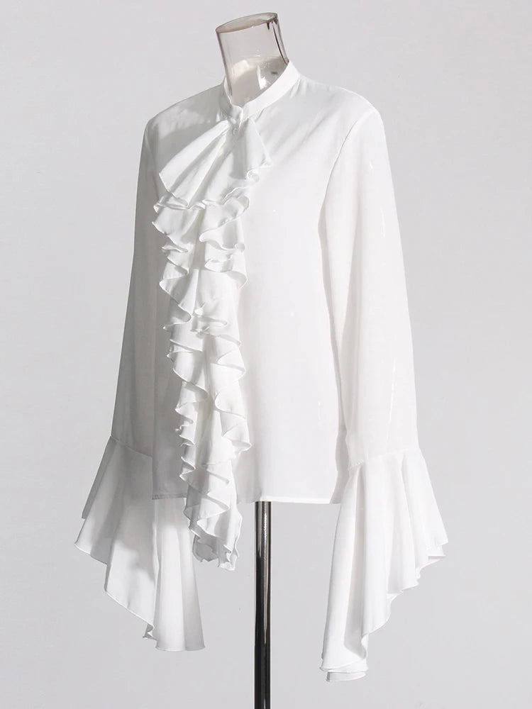 White Ruffle Blouse Shirt