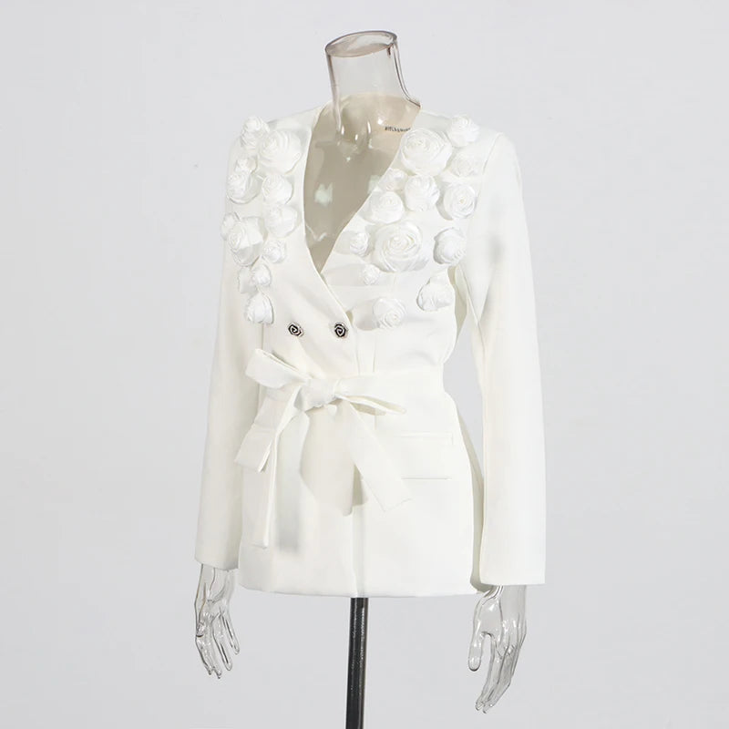 White Appliqué Coat Set