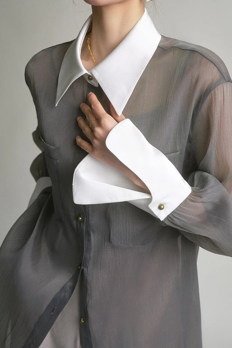 Sheer Patchwork Blouse