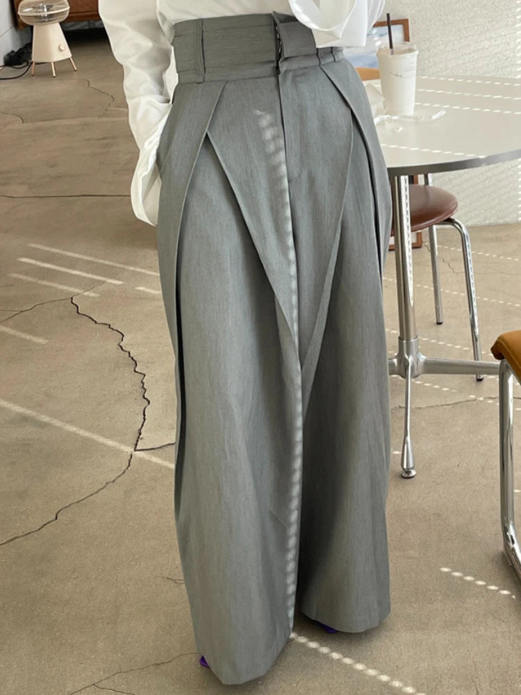 Loose Patchwork Pleated Trousers