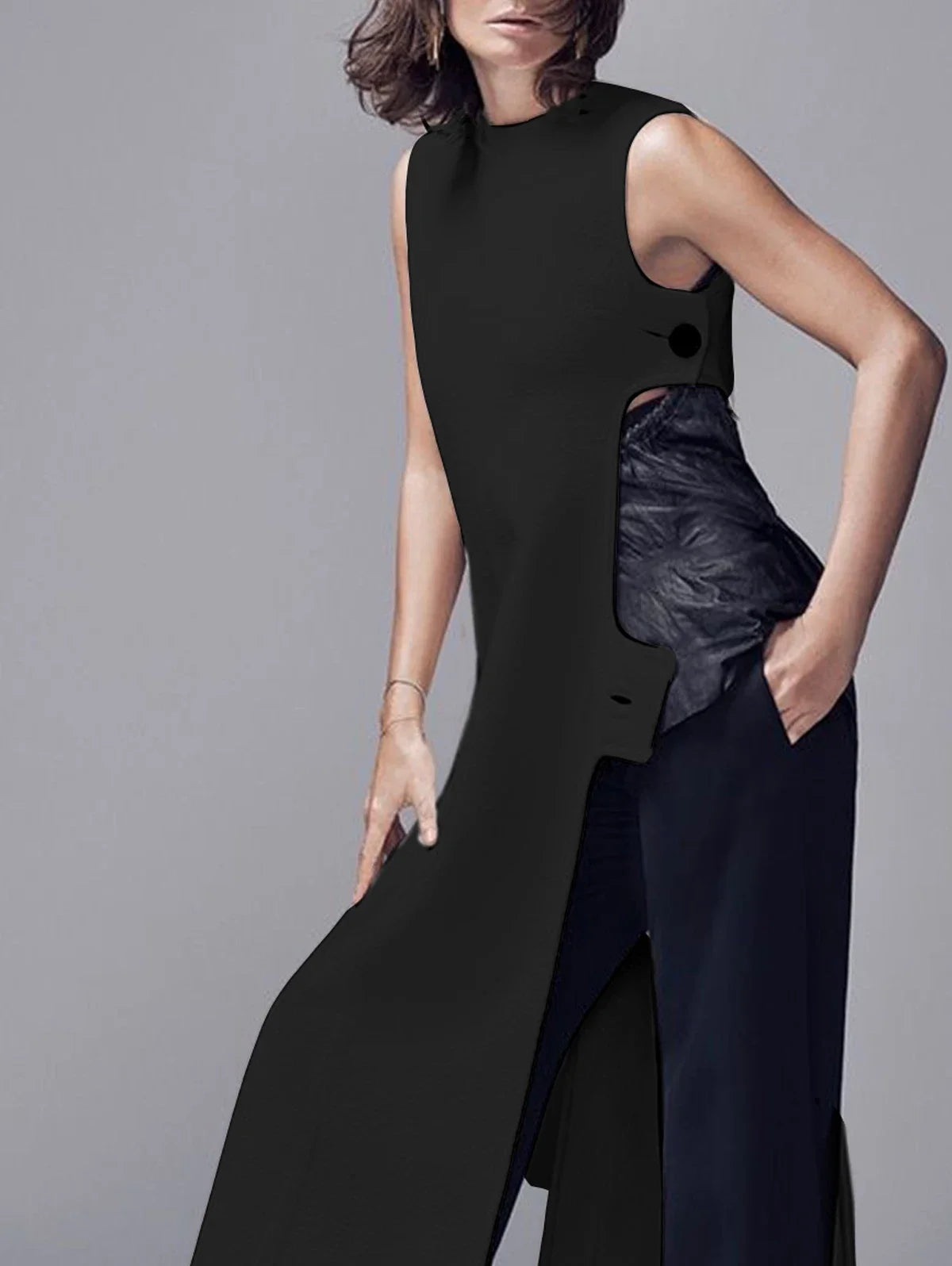 Sleeveless Slit Top