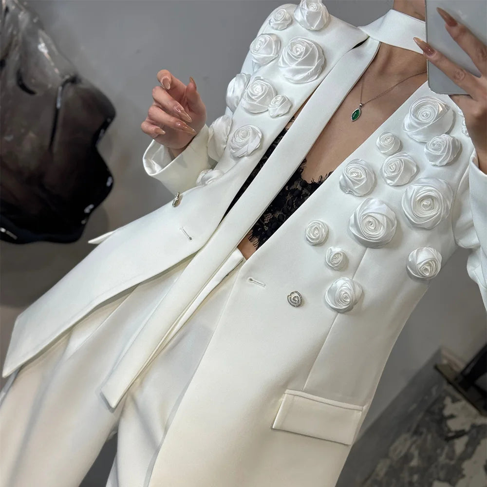 White Appliqué Coat Set