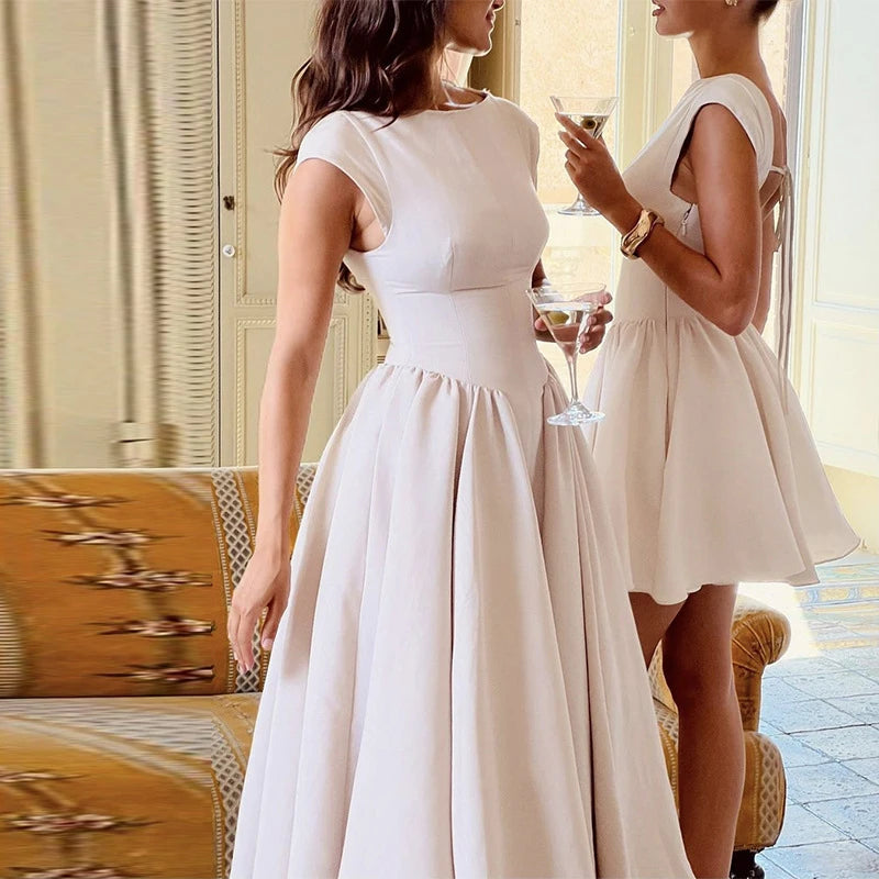 High Waist Pleated Party Dress