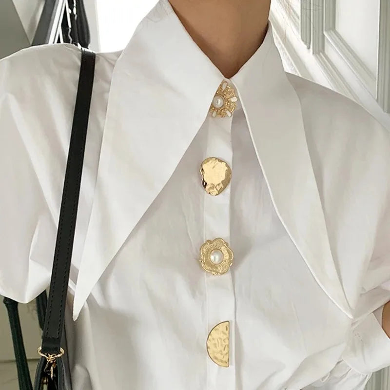 Korean Sharp Corner Collar Loose Blouse