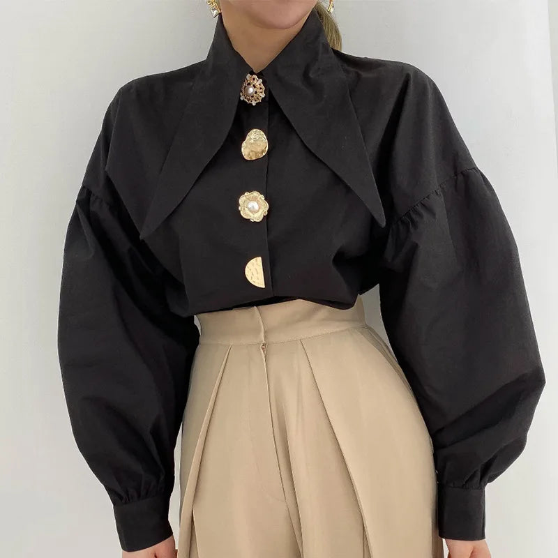Korean Sharp Corner Collar Loose Blouse