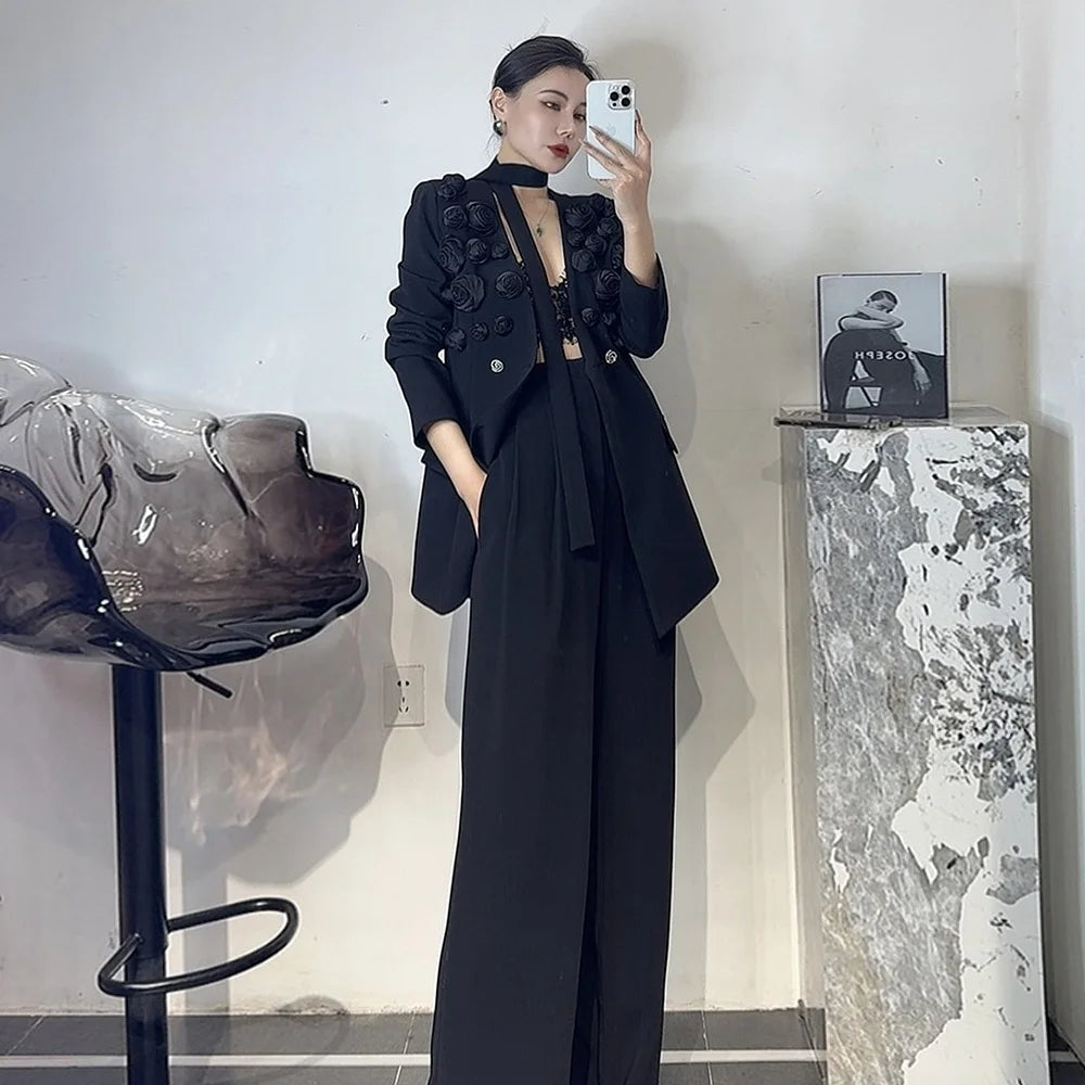 White Appliqué Coat Set
