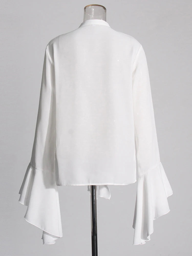 White Ruffle Blouse Shirt