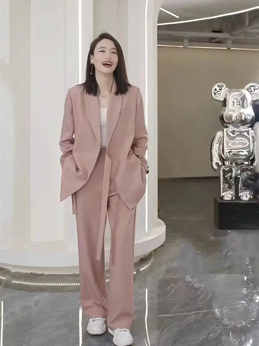 Matching Set Loose Blazers Wide Leg Pants