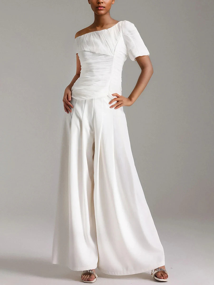 White Wide-Leg Set