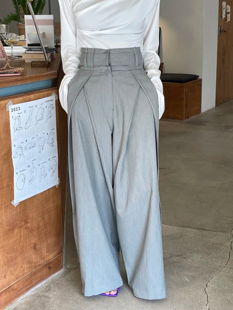 Loose Patchwork Pleated Trousers