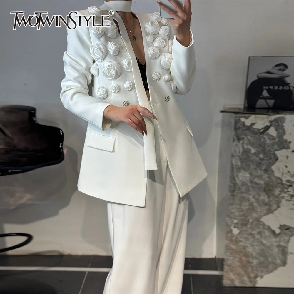 White Appliqué Coat Set