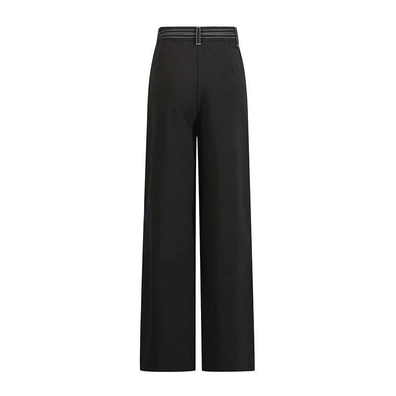 Two Piece Set Notched Collar Long Sleeve  High Waist Straight Pant