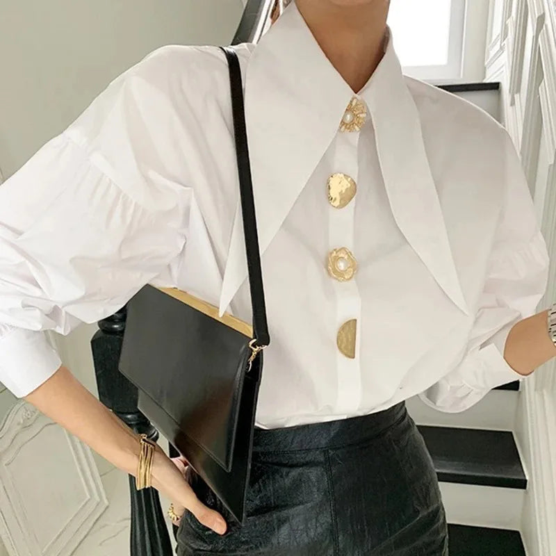 Korean Sharp Corner Collar Loose Blouse