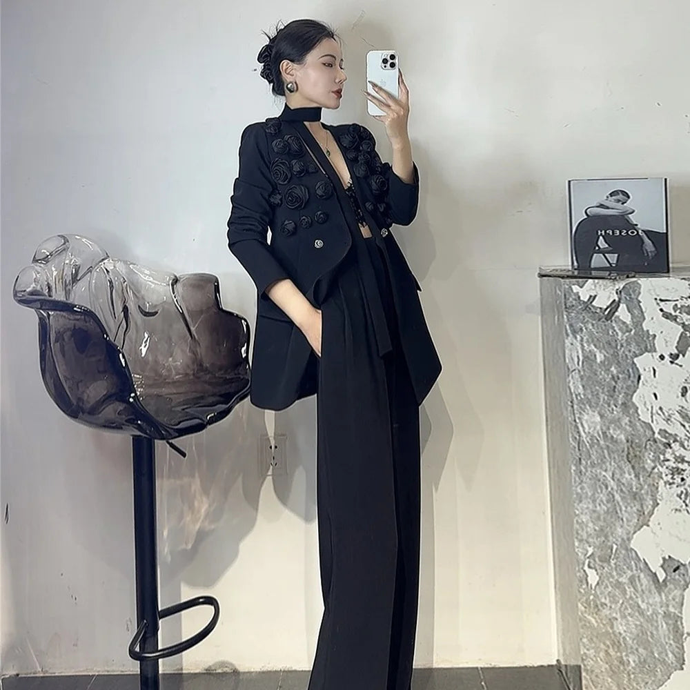 White Appliqué Coat Set