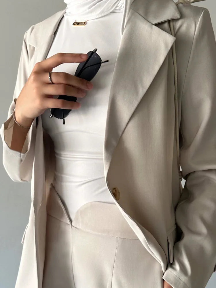 Ribbon Pocket Blazer Suit