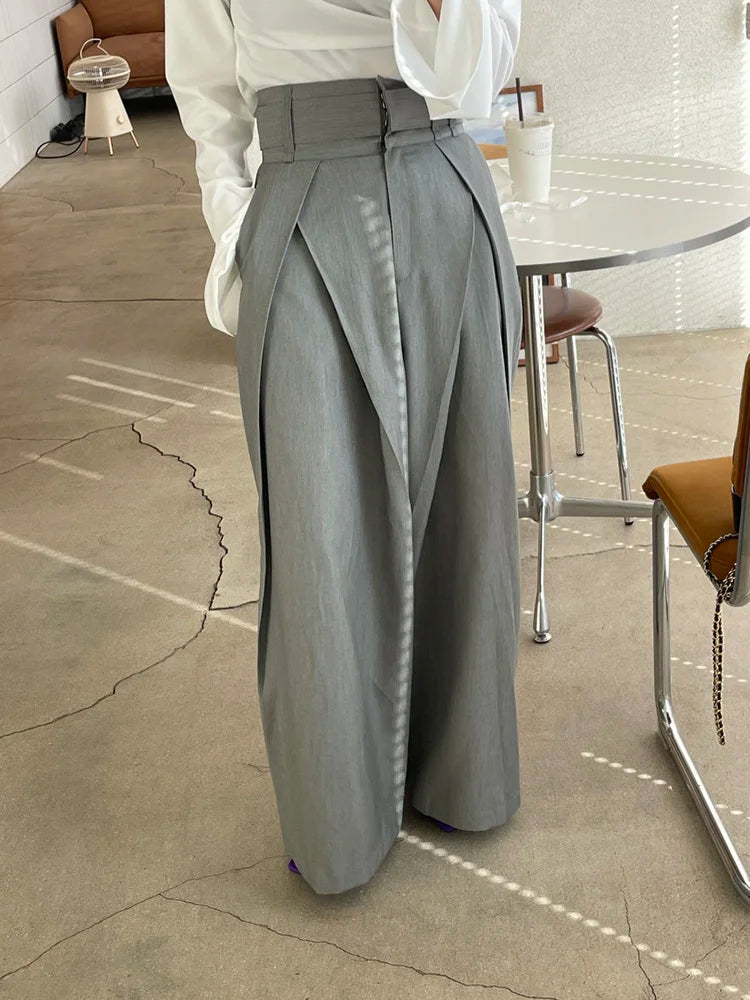 Loose Patchwork Pleated Trousers