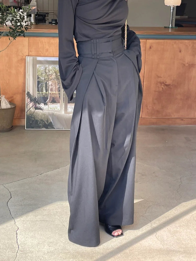 Loose Patchwork Pleated Trousers