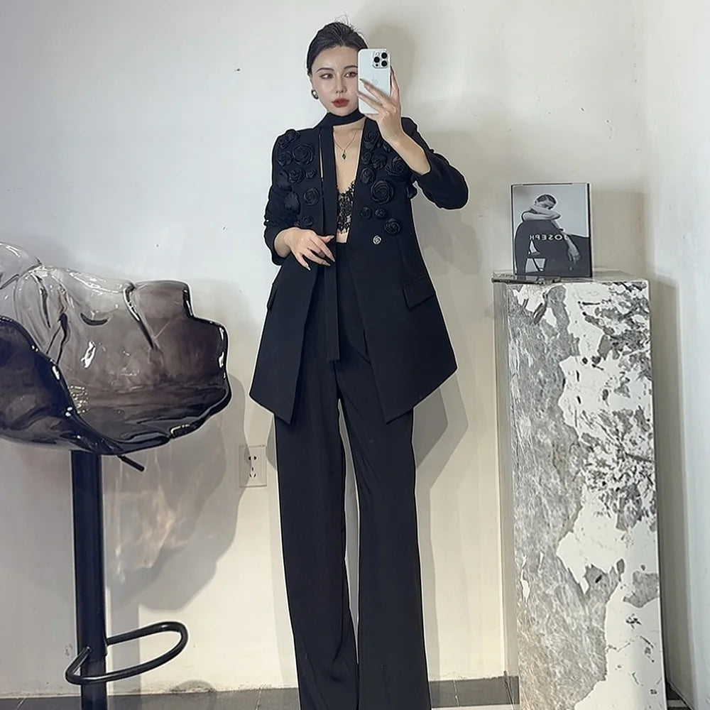 White Appliqué Coat Set