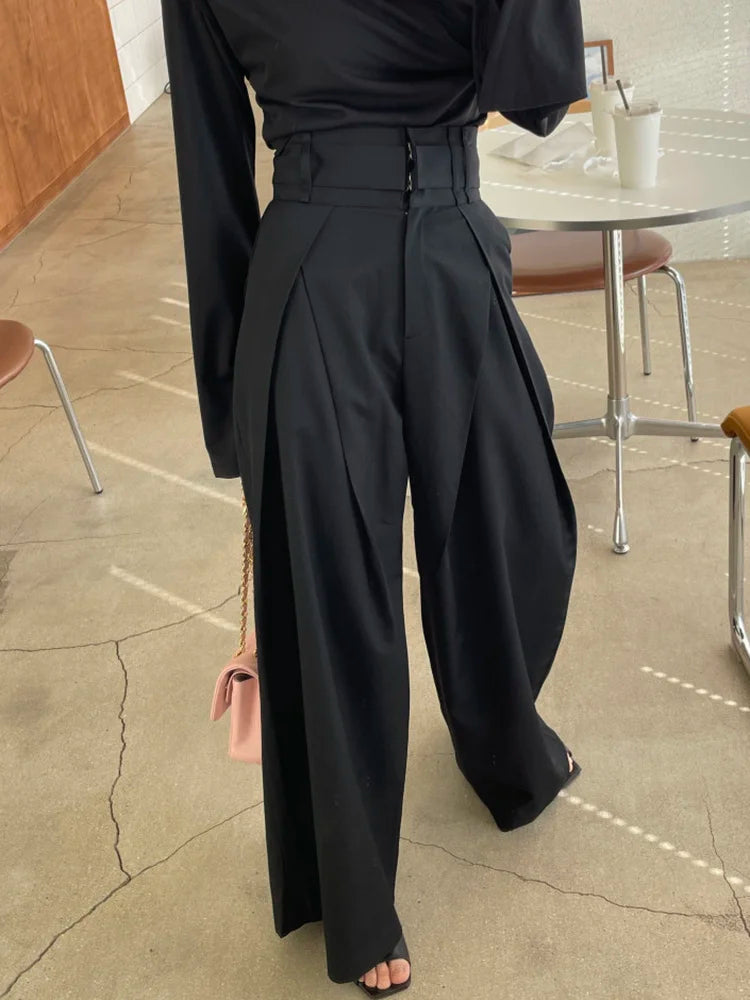 Loose Patchwork Pleated Trousers