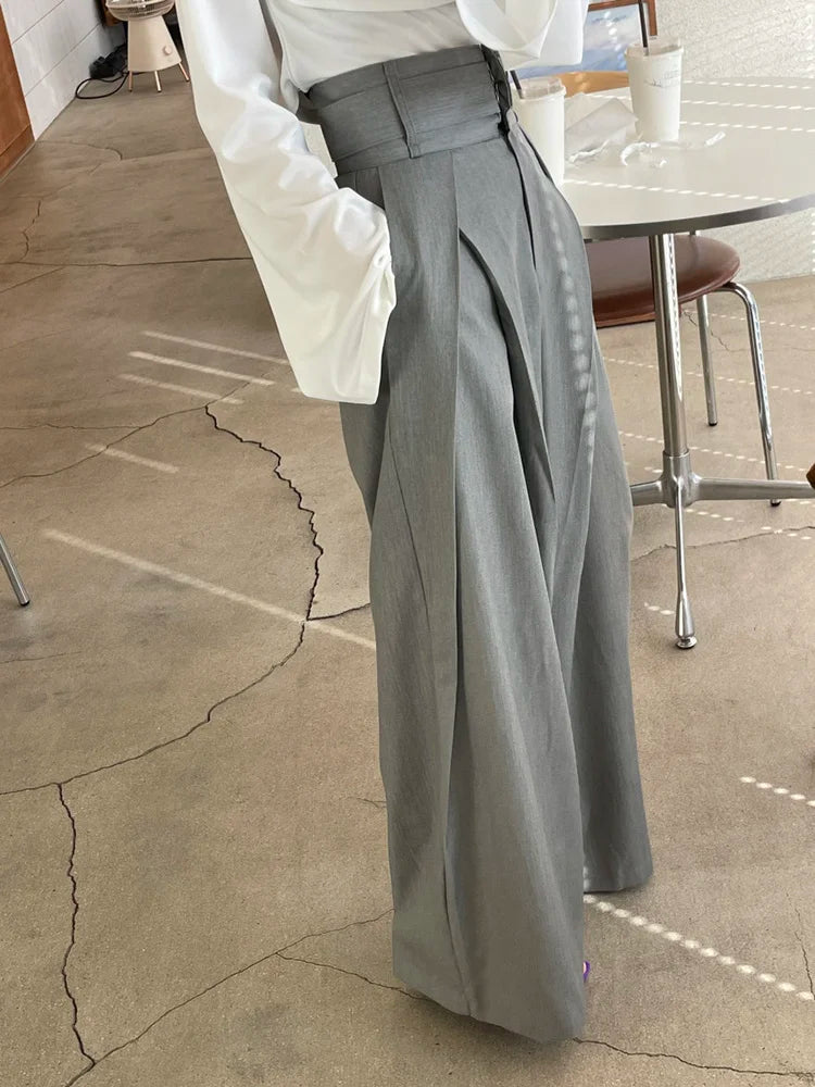 Loose Patchwork Pleated Trousers