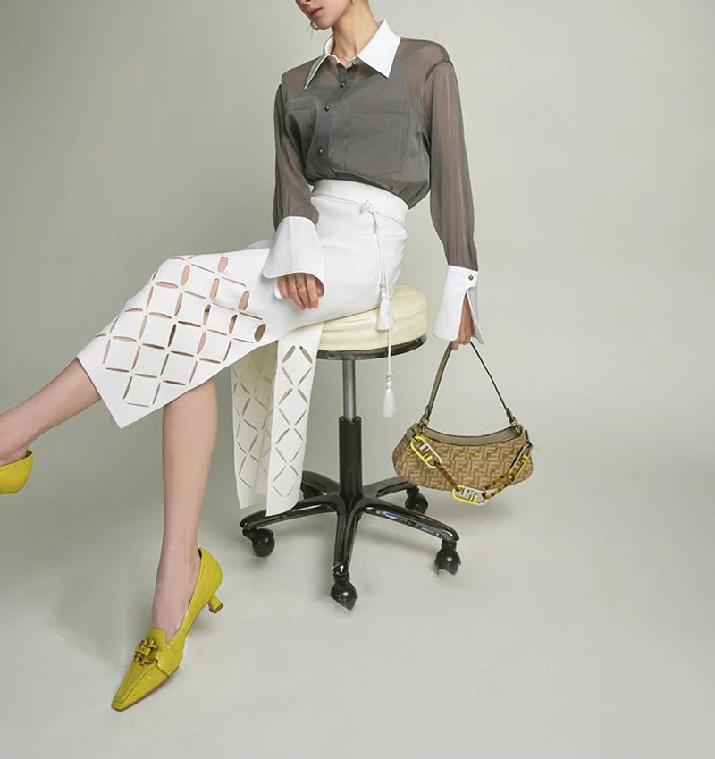 Sheer Patchwork Blouse