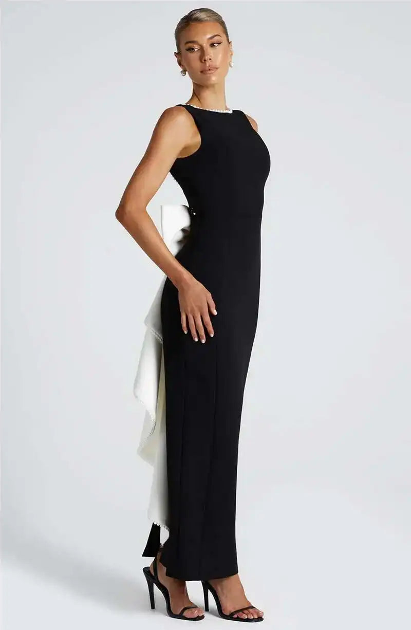 Pearl Bow Backless Dress