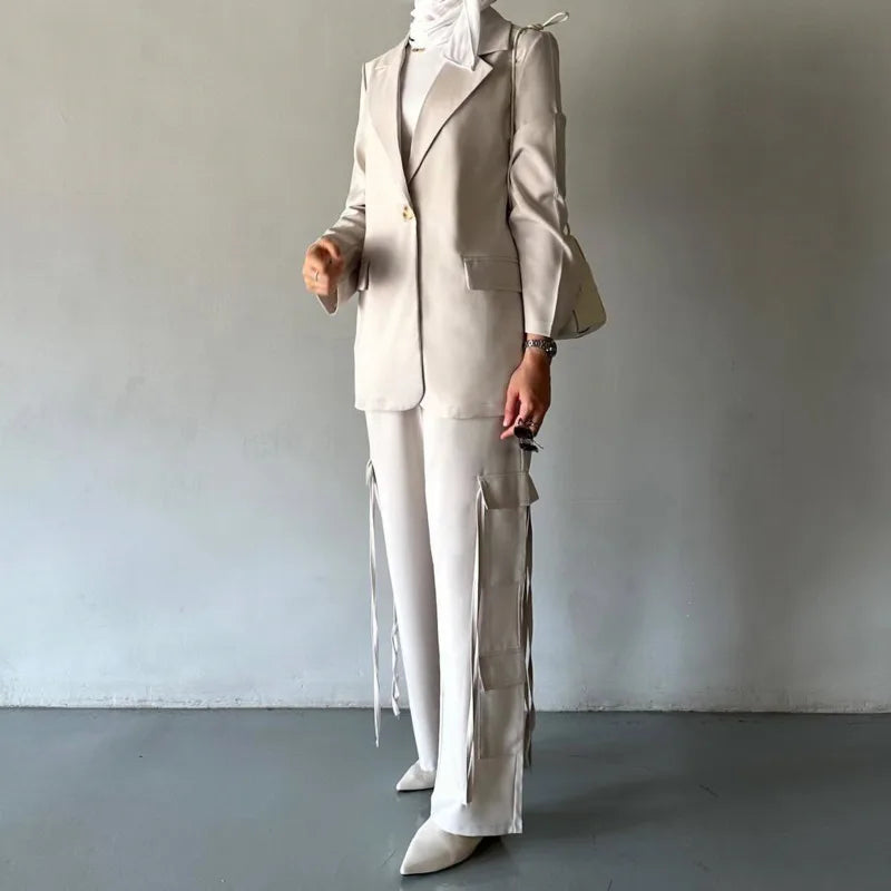 Ribbon Pocket Blazer Suit