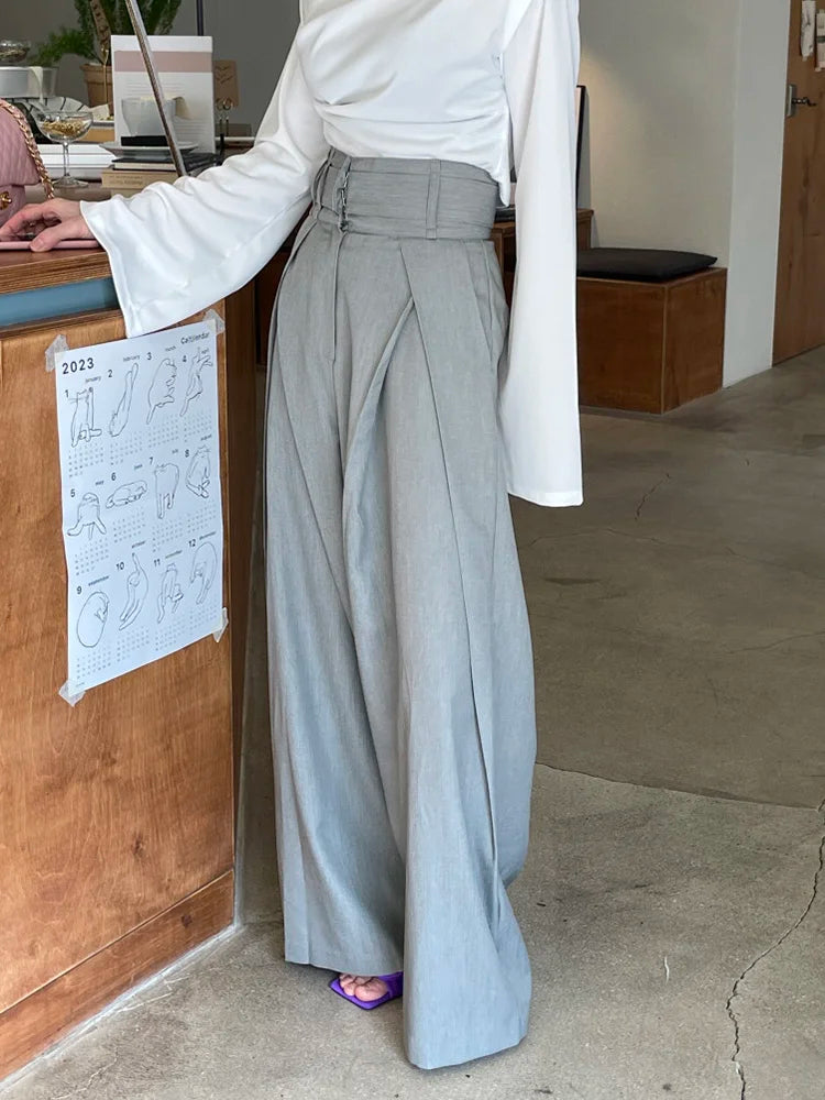 Loose Patchwork Pleated Trousers