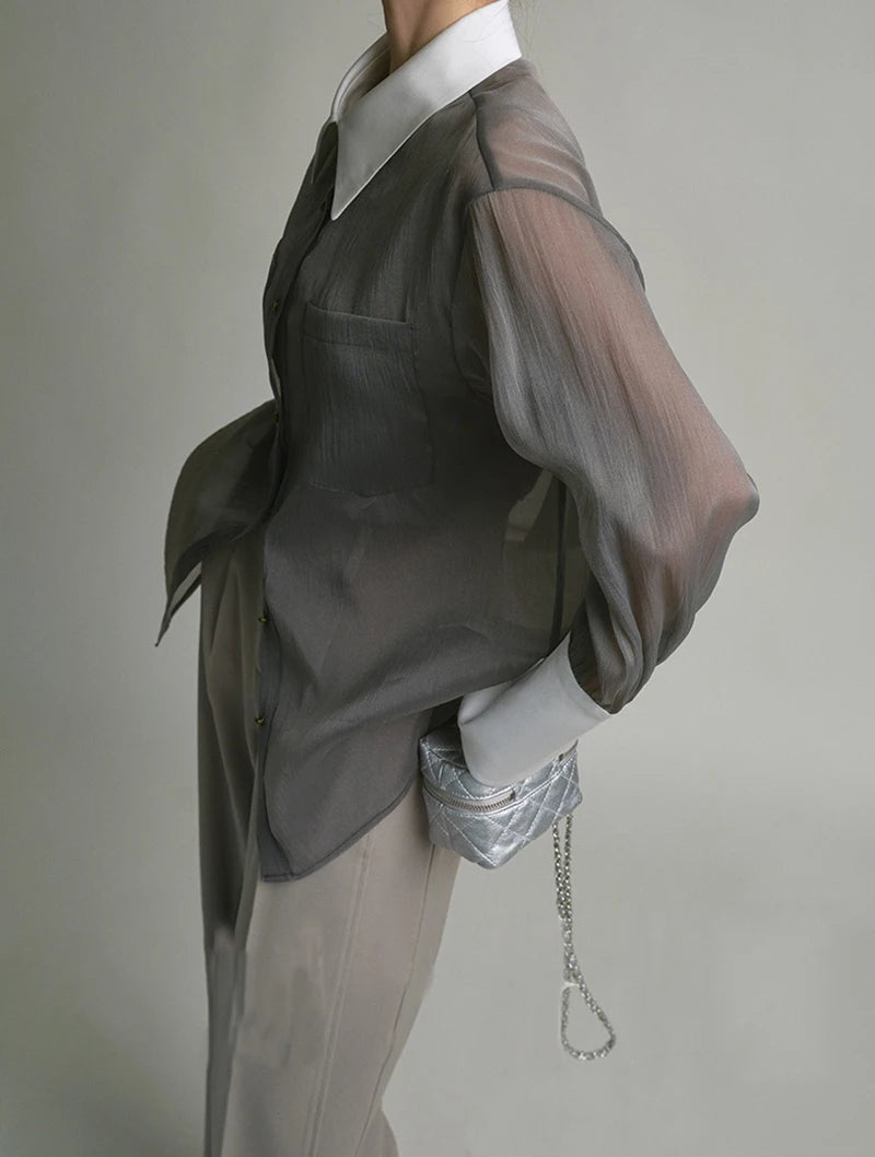 Sheer Patchwork Blouse