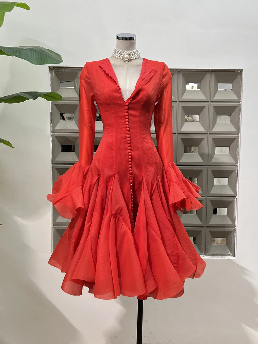 Pink Ruffle Midi Dress