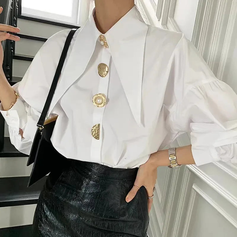 Korean Sharp Corner Collar Loose Blouse