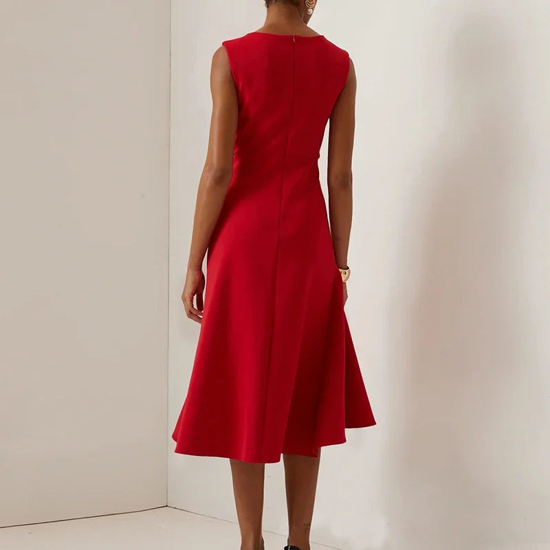Solid Commute Dress Slim Ruffle