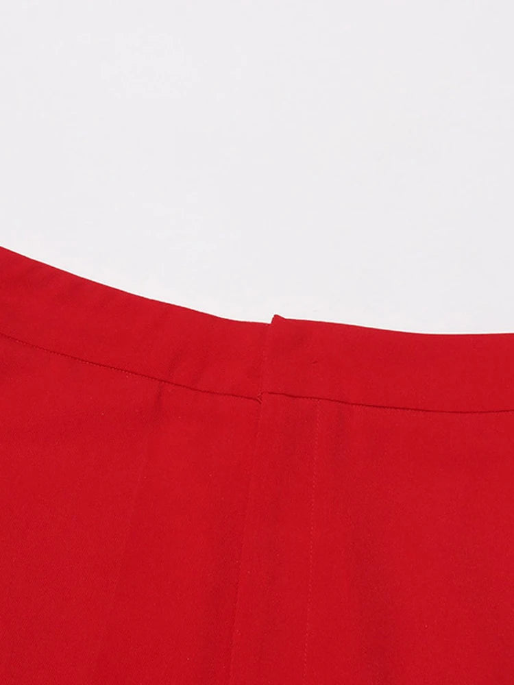 Lapel Hollow Out Top High Waist Wide Leg Pan