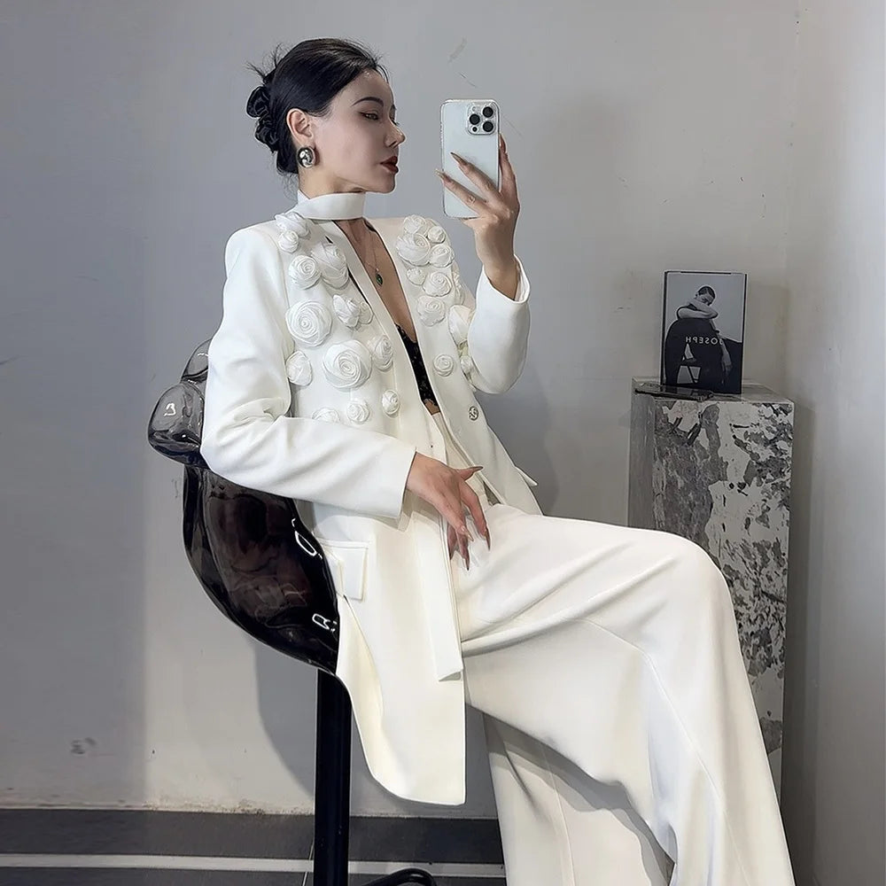 White Appliqué Coat Set