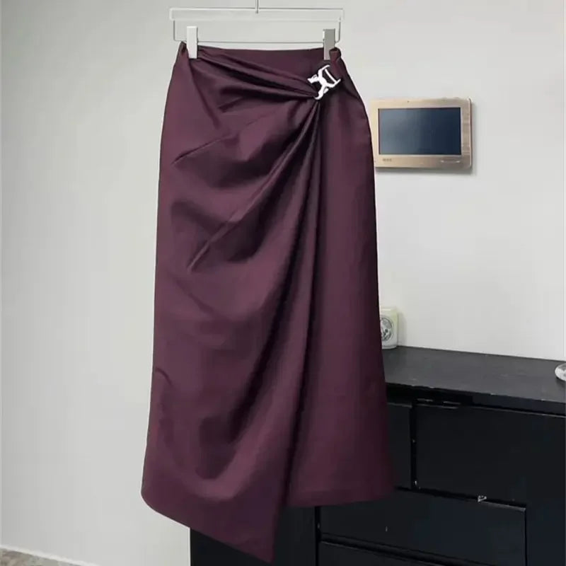 Solid Jacket + Fold Long Skirt